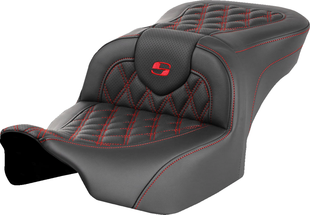Roadsofa™ Seat - Without Backrest - Red Lattice Stitch - FLTR/FLHX '23-'24