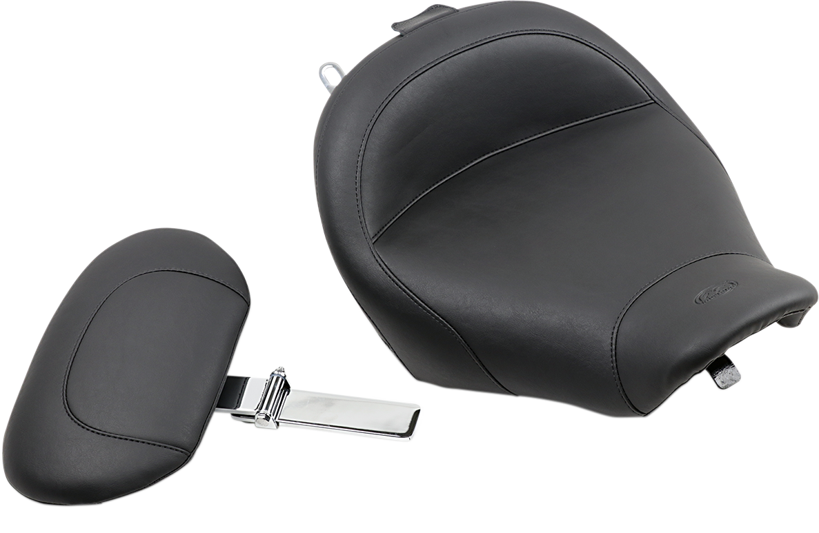 Wide Solo Seat - With Backrest - Vintage - Black - Smooth - Road King '97-'07
