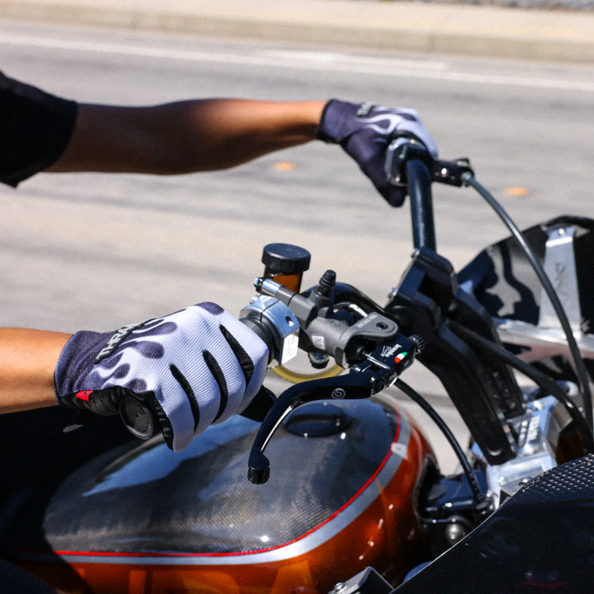 Stealth Leather Palm Flame Gloves