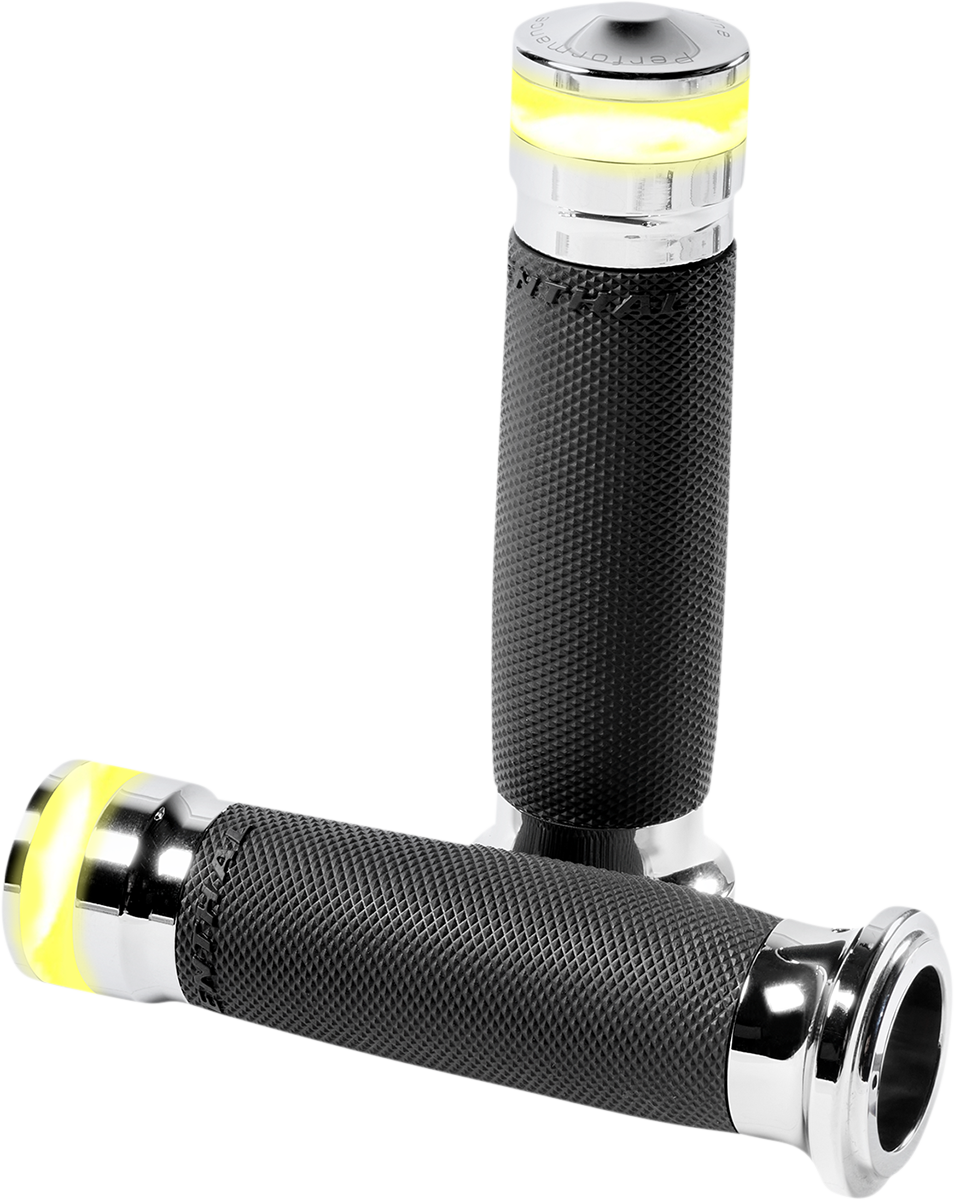 Vision Series Contour LED Turn Signal Grips - TBW - Chrome