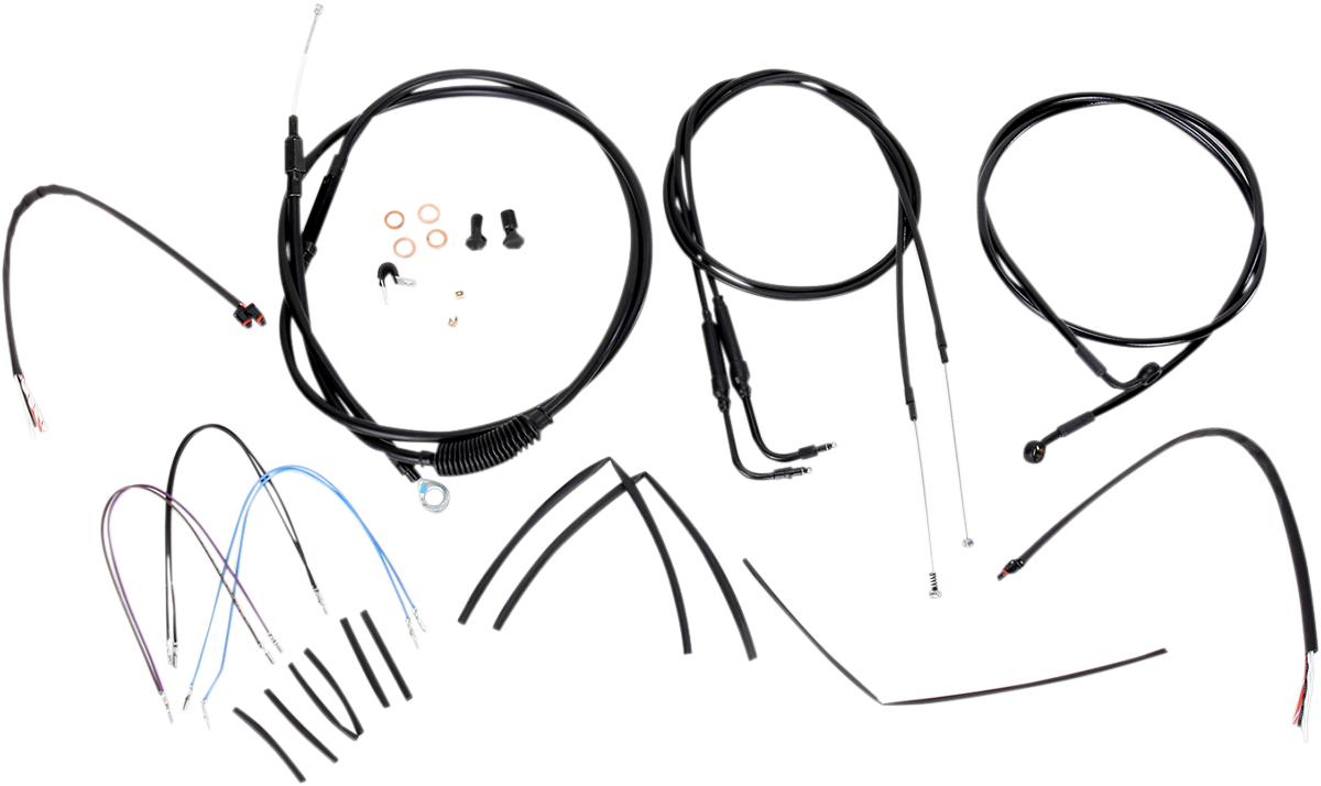 Complete Black Vinyl Handlebar Cable/Line Kit For Ape Hangers - 18" - '11-'15 FLS