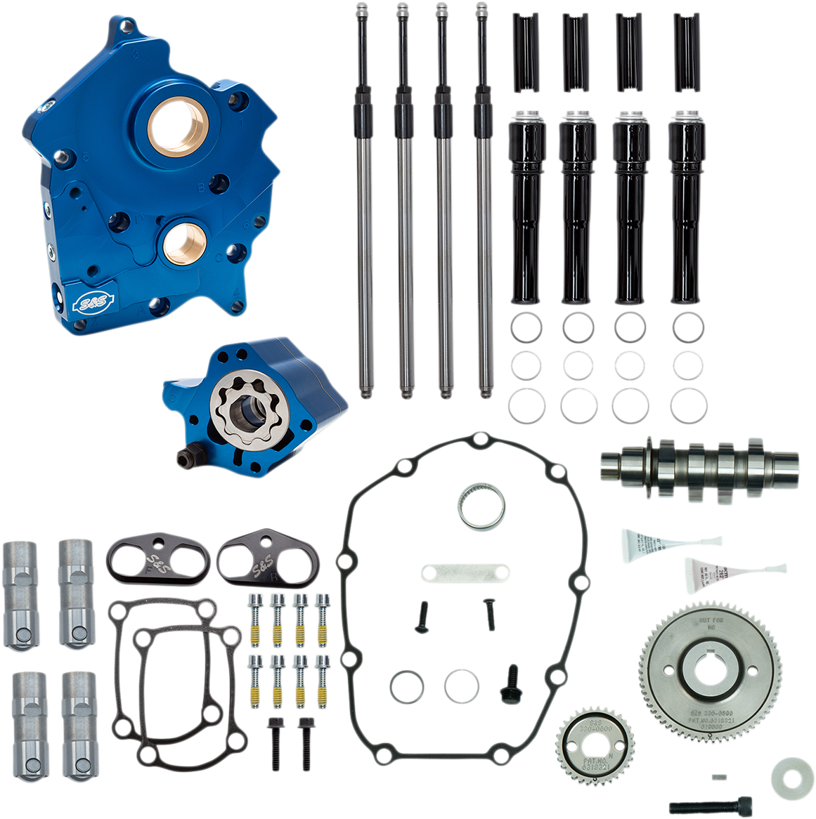 Cam Chest Kit - Water Cooled - Gear Drive - 465 Cam - Black Pushrod Tubes - M8