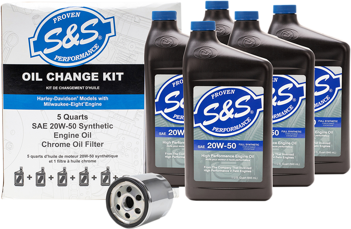 Oil Change Kit - Chrome Filter - M8 - 5 US Quarts