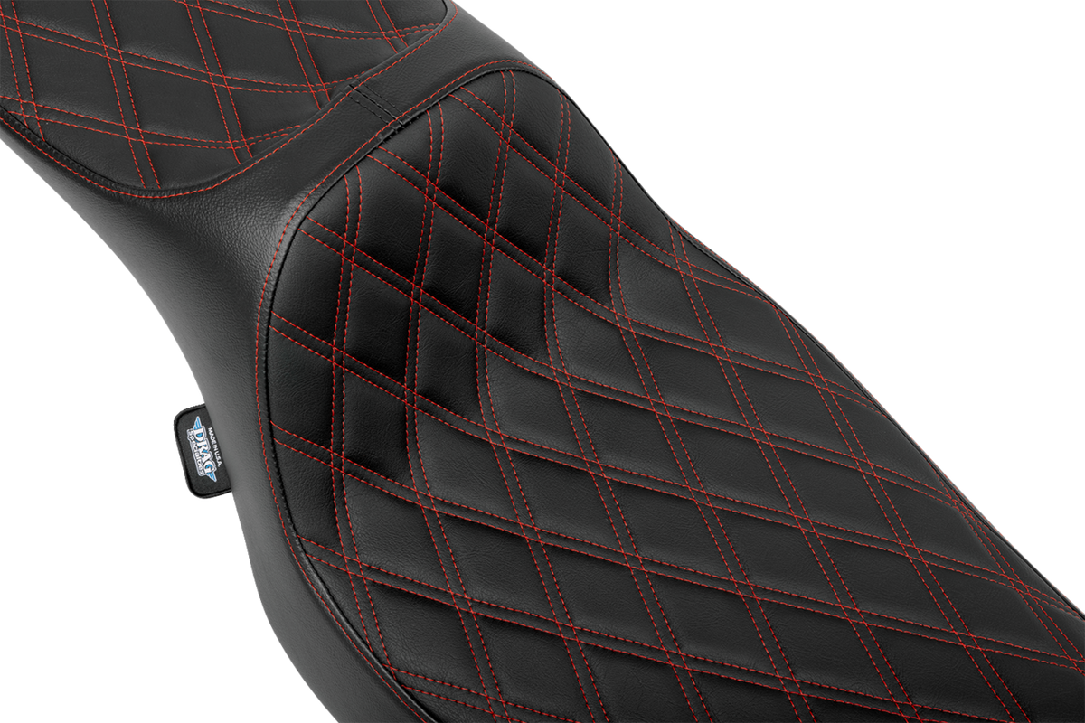 Extended Reach Predator III Seat - Double Diamond - Red Stitching - Vinyl - FLH/FLT '23-'24