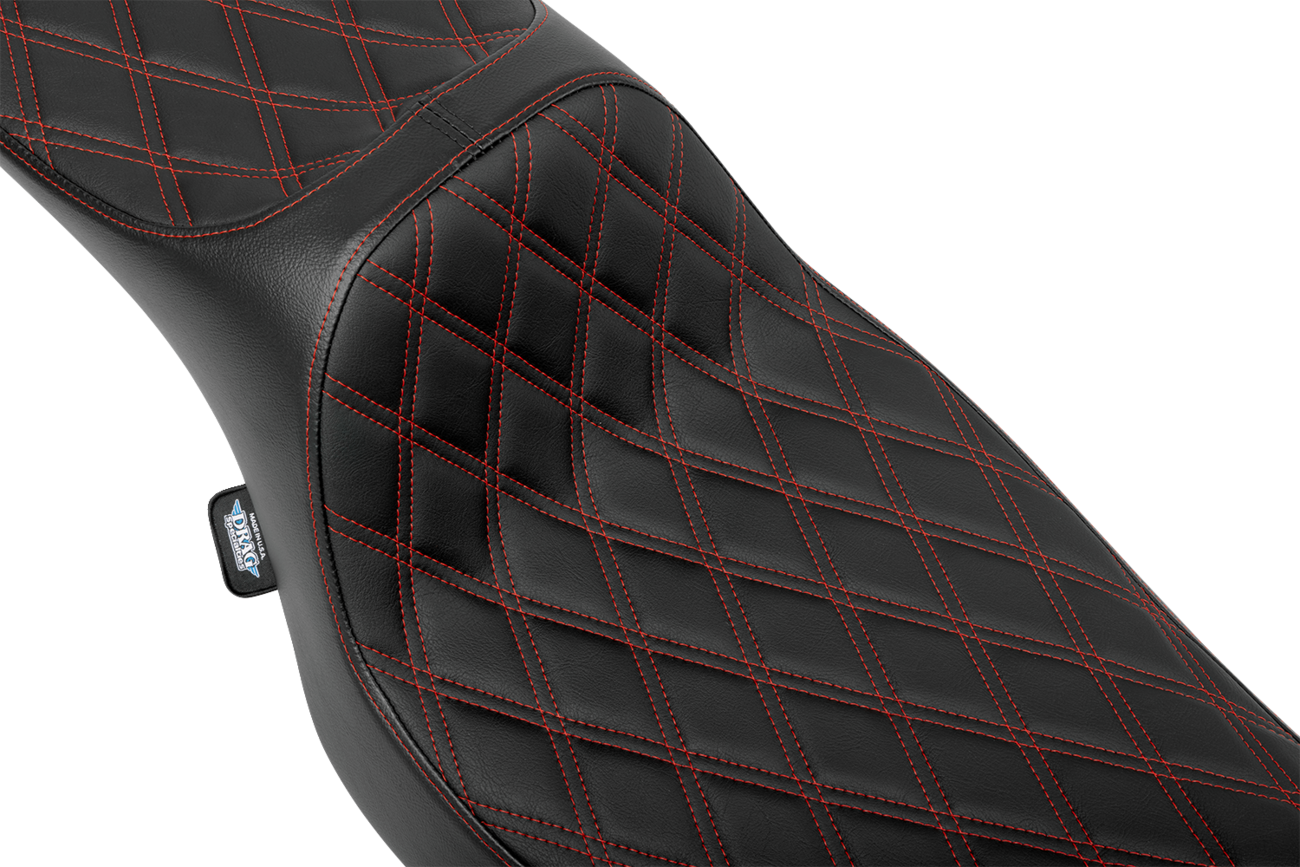 Extended Reach Predator III Seat - Double Diamond - Red Stitching - Vinyl - FLH/FLT '23-'24