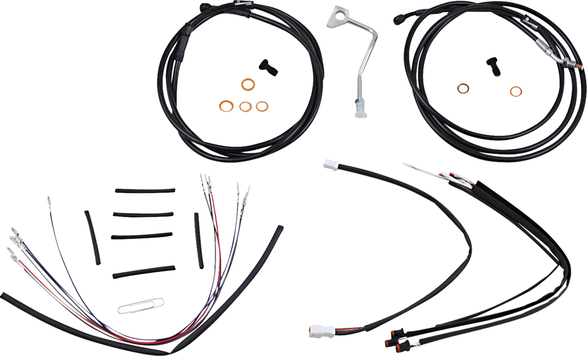 Complete Black Vinyl Handlebar Cable/Line Kit For Ape Hangers - 14" - ABS - '15-'16 FLTR