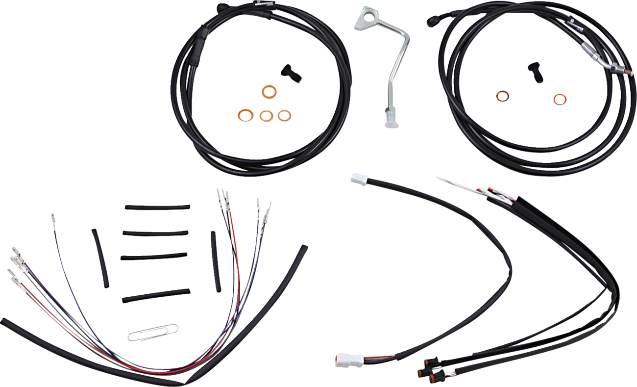 Complete Black Vinyl Handlebar Cable/Line Kit For Ape Hangers - 14" - ABS - '15-'16 FLTR