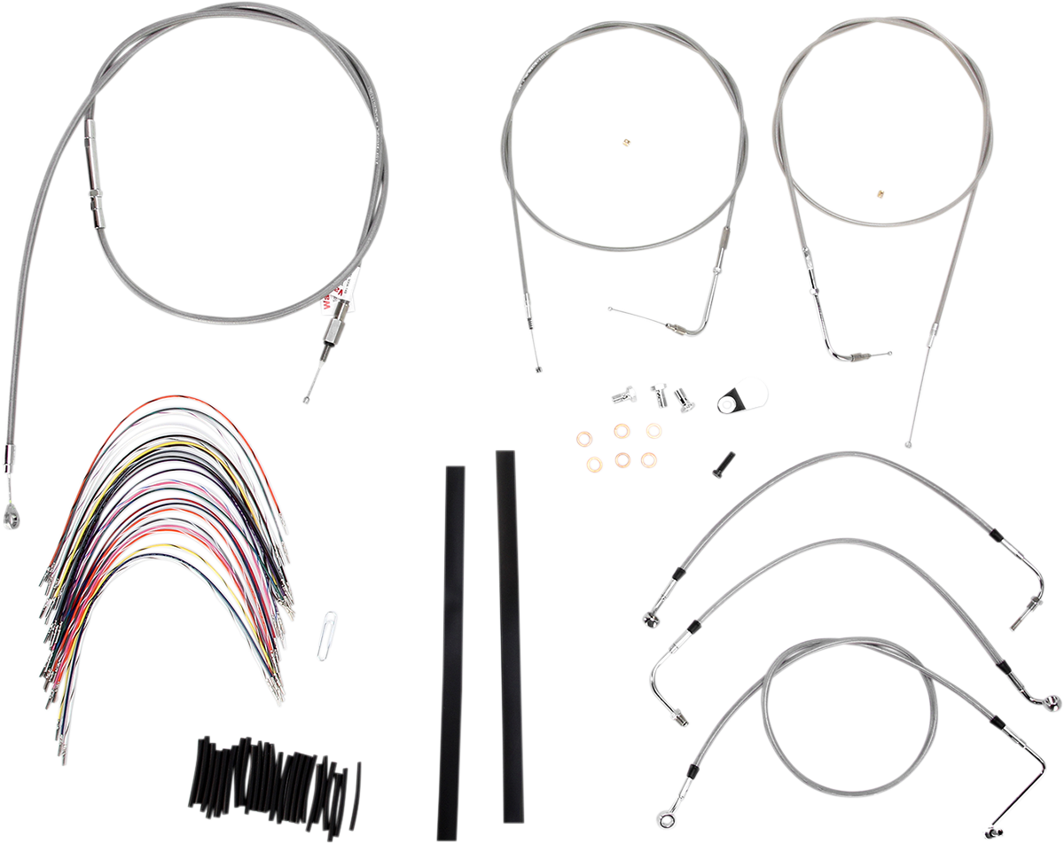 Complete Stainless Braided Handlebar Cable/Brake Line Kit - 18" Ape Hangers - '00-'06 Touring