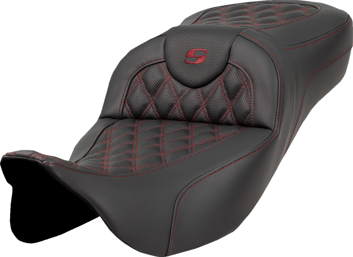 Extended Reach Roadsofa™ Seat - Lattice Stitch - Burgundy Stitch - Without Backrest - FL '08-'24