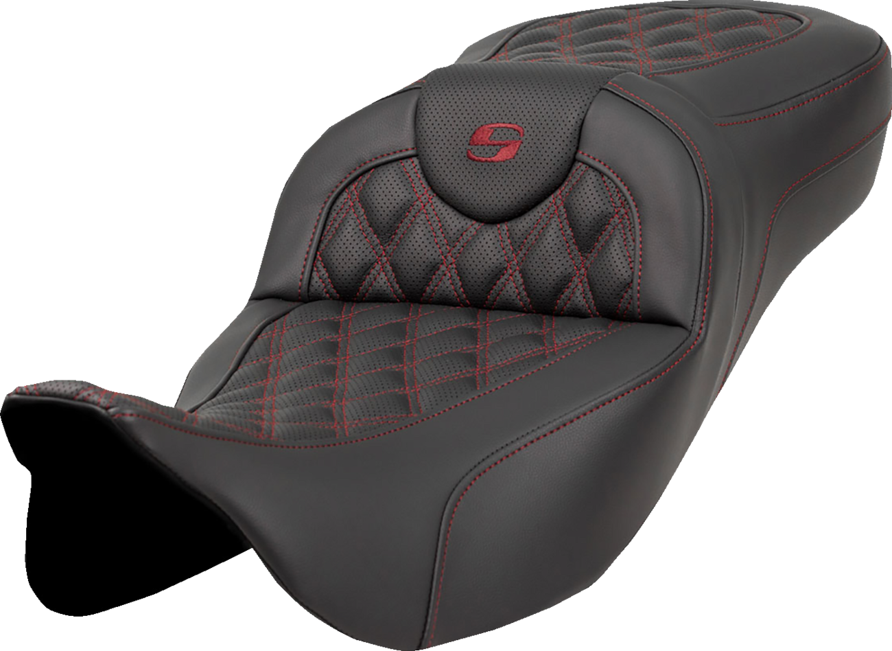 Extended Reach Roadsofa™ Seat - Lattice Stitch - Burgundy Stitch - Without Backrest - FL '08-'24