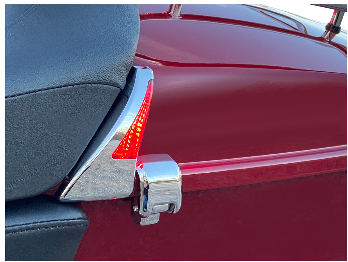 Sequential Tour Pak Seat Back Rest LED Lights - Chrome/Red - FLH