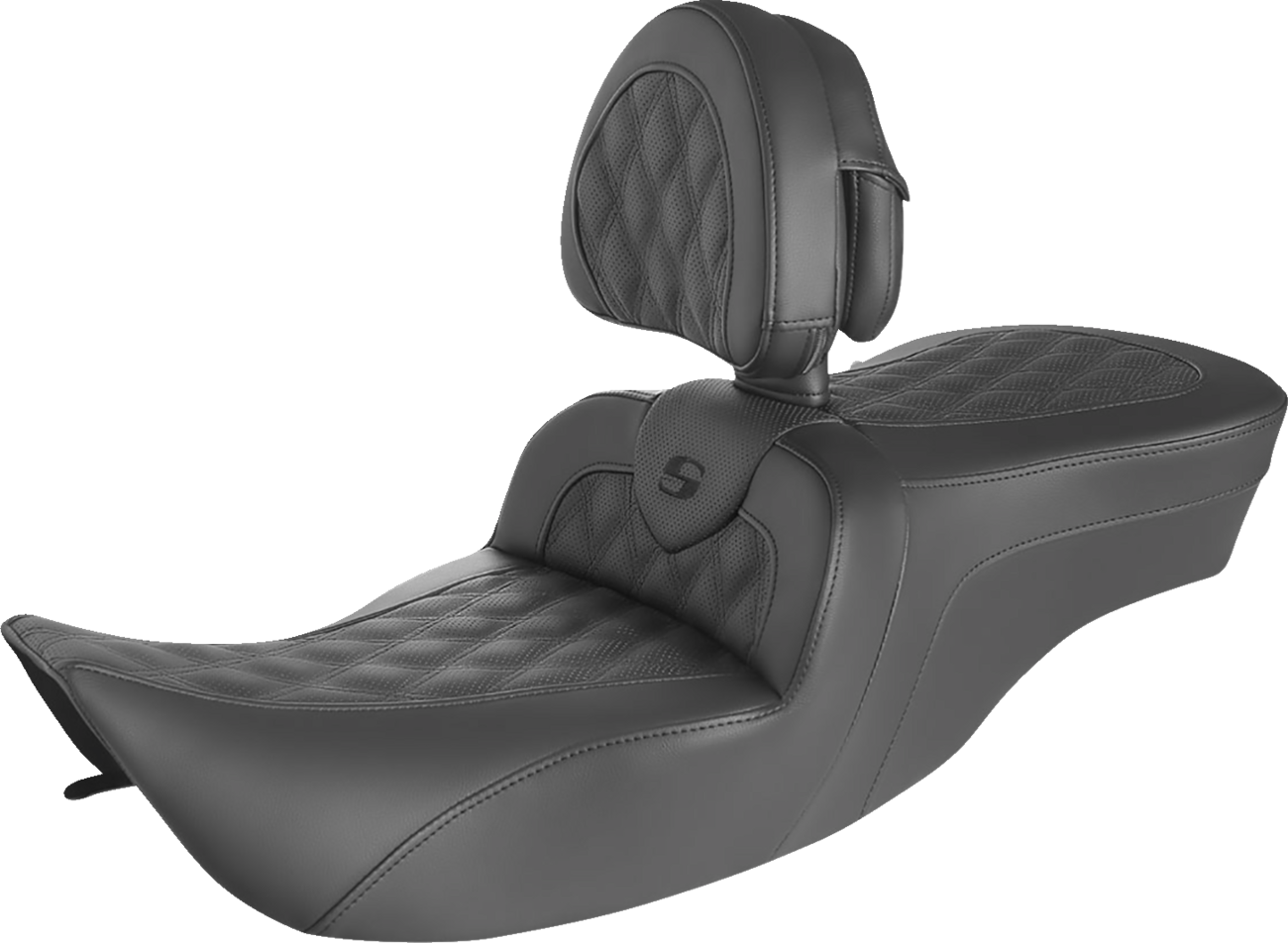 Roadsofa™ Seat - Full Lattice Stitch - With Backrest - FLH '97-'07