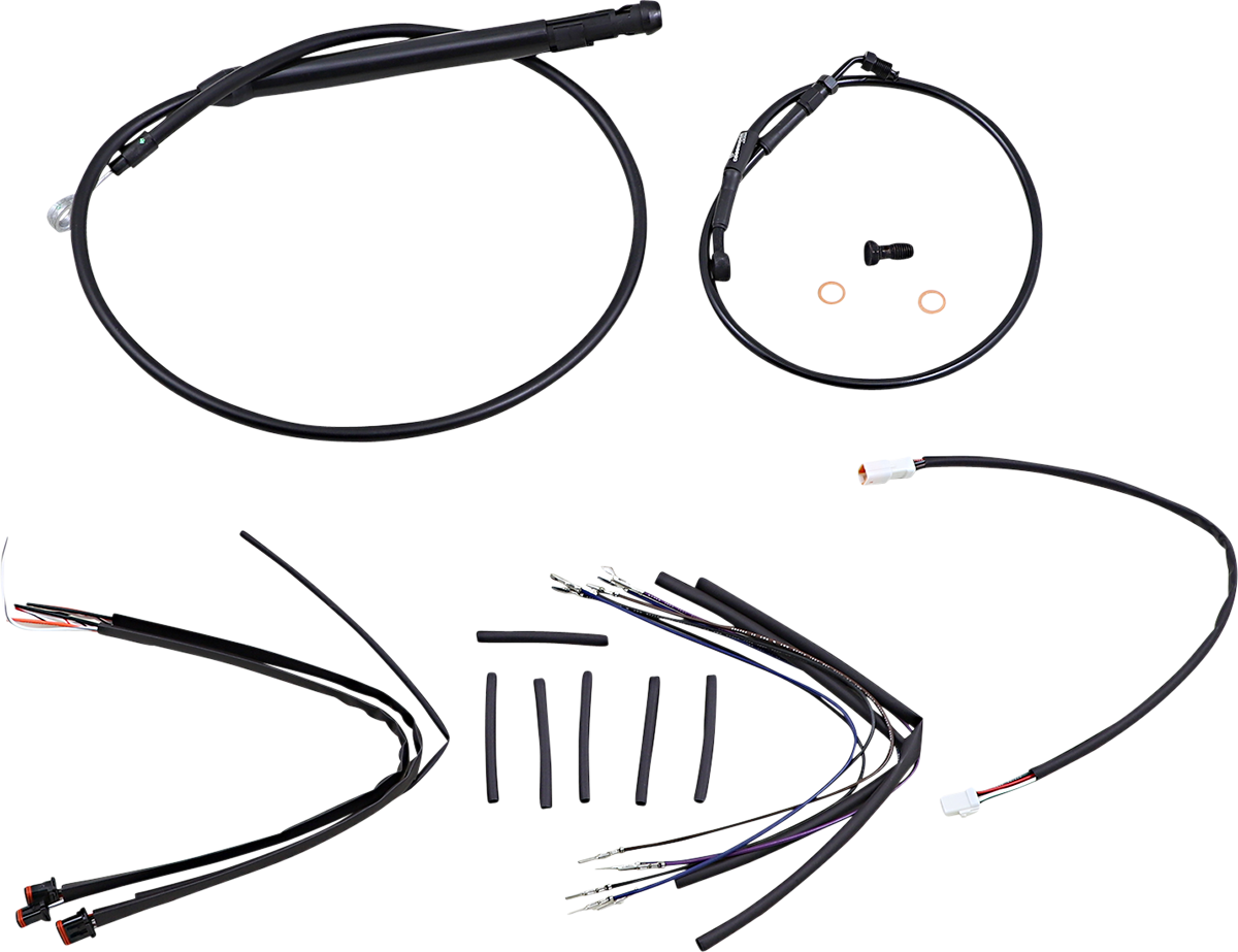 Complete Black Vinyl Handlebar Cable/Line Kit For Ape Hangers - 12" - '18-'24 Softail