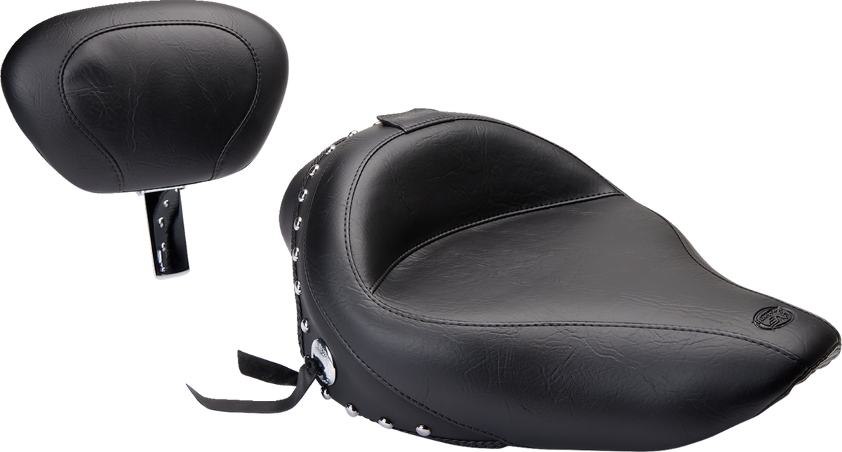 Wide Solo Seat - With Backrest - Black - Studded W/ Concho - XL '04-'21