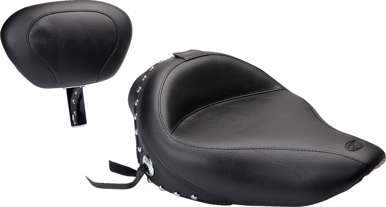 Wide Solo Seat - With Backrest - Black - Studded W/ Concho - XL '04-'21