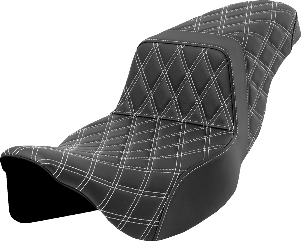 Step-Up Seat - Lattice Stitch - White Stitch - Extended Reach - FLH/FLT '08-'23