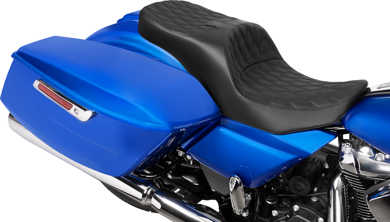 Forward Position Freedom Seat - Vinyl/Solar Leather - Black Double Diamond Stitch - FLH/FLT '23-'25