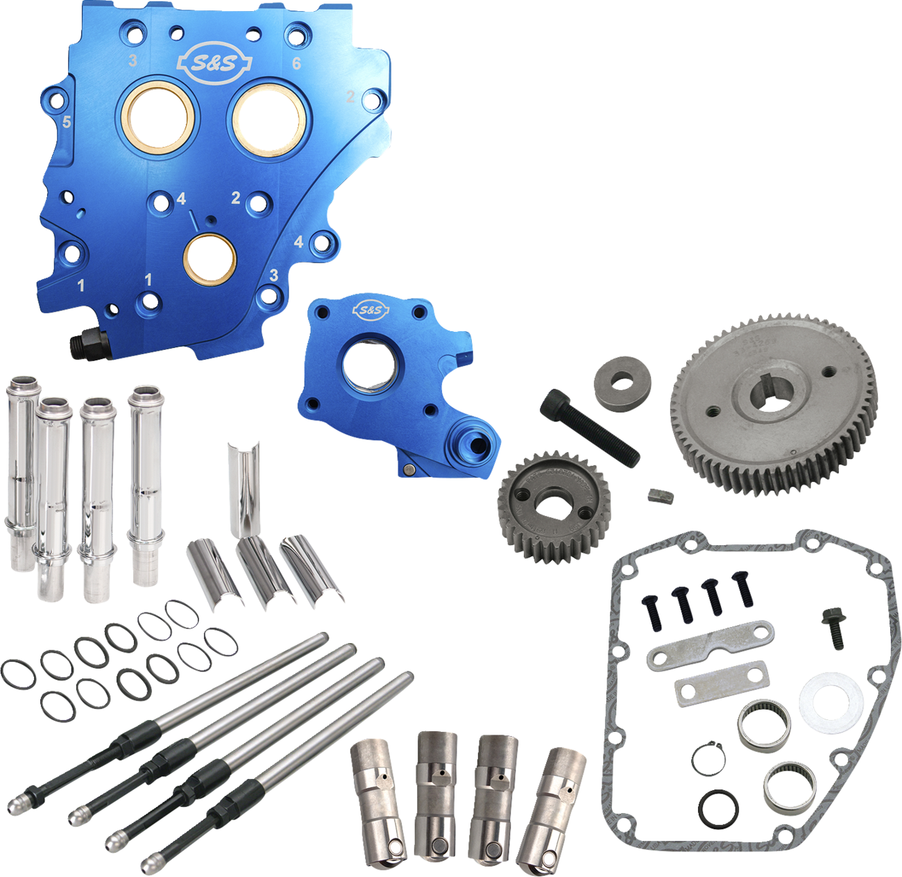 Cam Chest Kit Without Cams - Gear Drive - Oil Cooled - Chrome Pushrods - Twin Cam