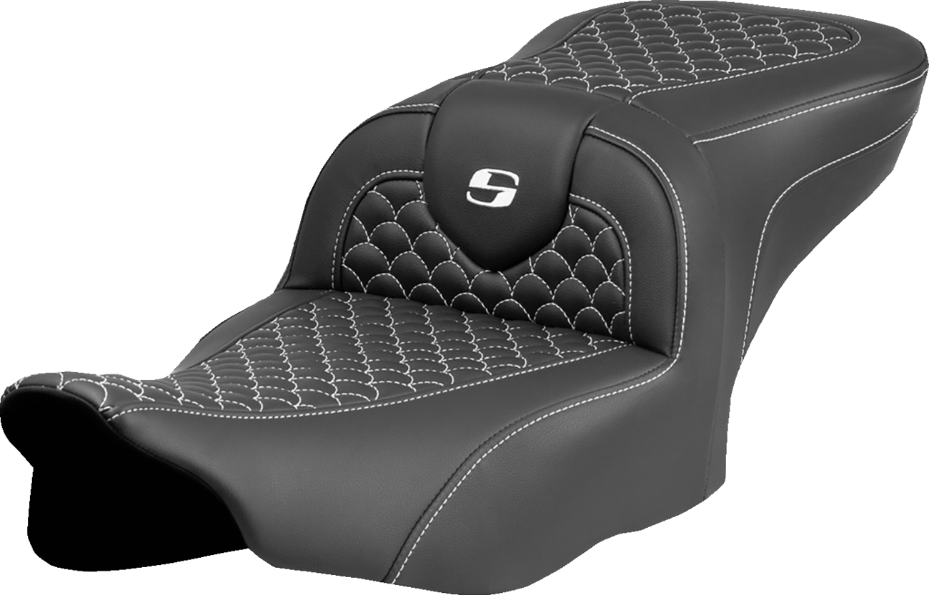 Roadsofa™ Seat - Dragon Scale Stitch - White Stitch - W/O Backrest - FLTR/FLHX '23-'24