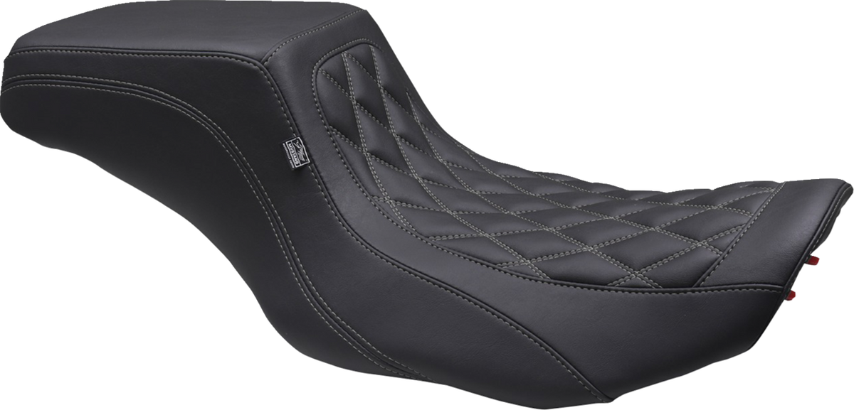 One Piece 2-Up Squareback Seat - Double Diamond - Gunmetal Stitch - FLH/FLT '23-'25