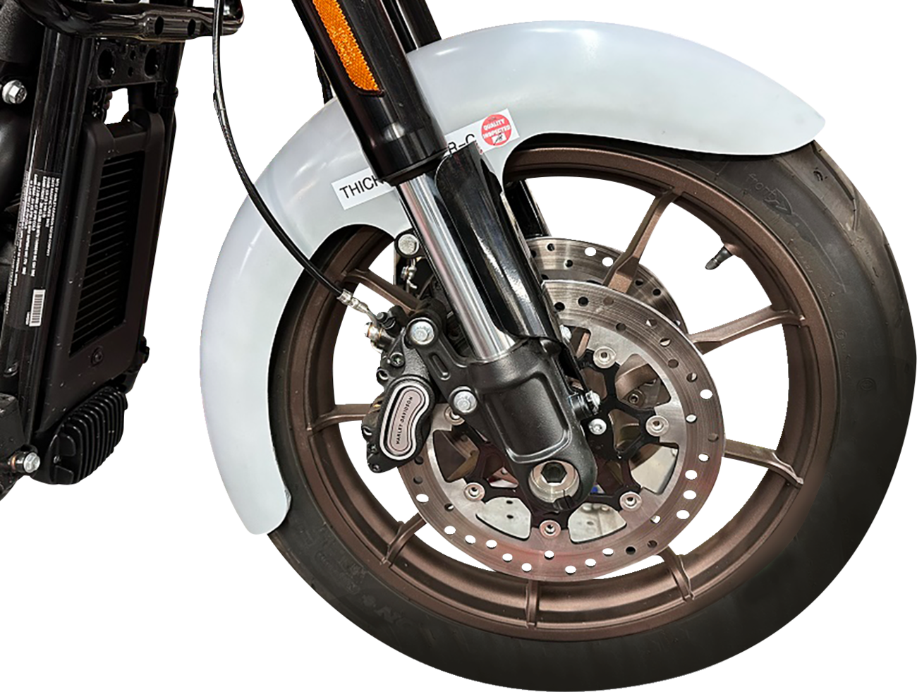 Thicky Front Fender - 19" Wheel - With Black Inverted Fork Adaptors - HD Softail