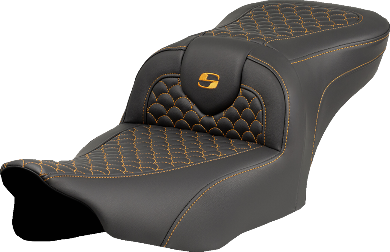 Roadsofa™ Seat - Dragon Scale Stitch - Gold Stitch - W/O Backrest - FLTR/FLHX '23-'24