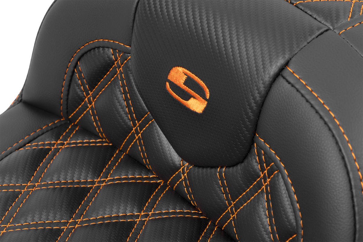 RoadSofa™ Seat - Without Backrest - Carbon Fiber - Orange Stitch - FL/FX '23-'24
