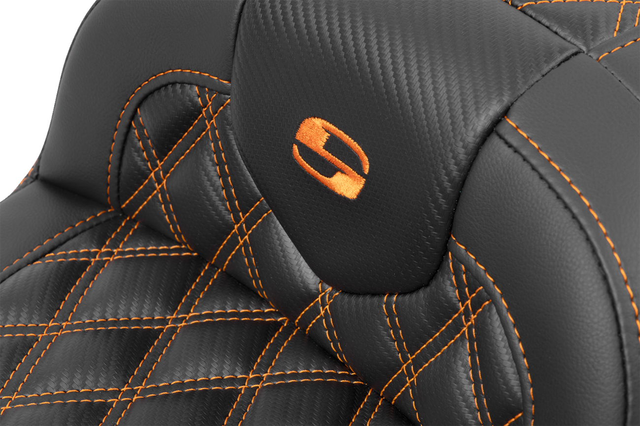 RoadSofa™ Seat - Without Backrest - Carbon Fiber - Orange Stitch - FL/FX '23-'24