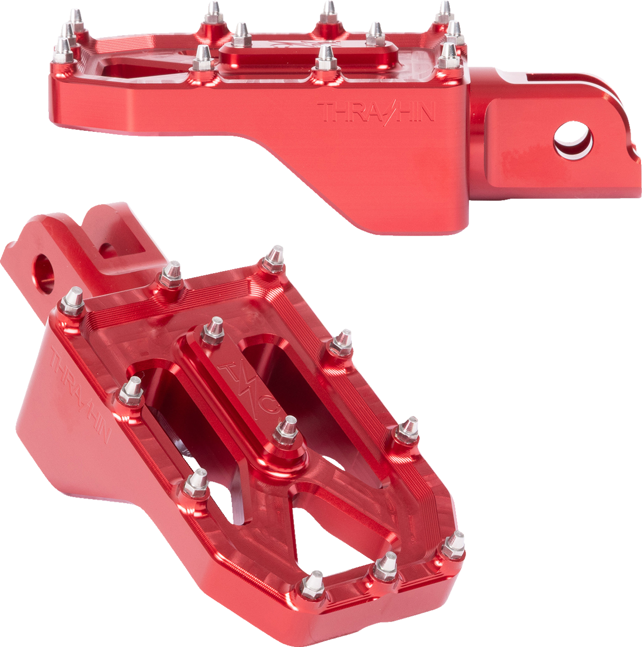 Aggressor Foot Pegs - Front - Red - FL/FX '18-'25