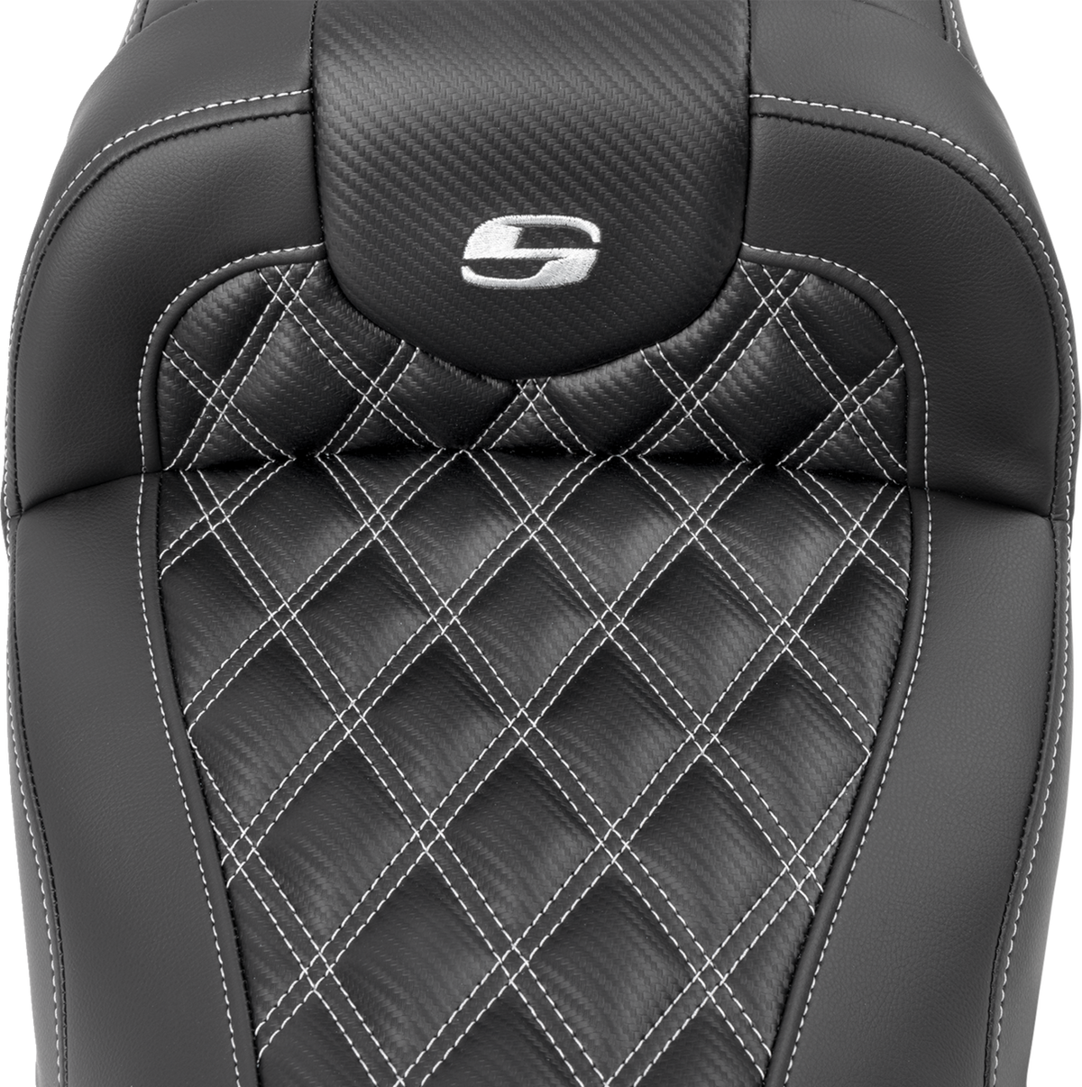 RoadSofa™ Carbon Fiber Seat - W/O Backrest - Lattice Stitch - Silver Stitch - FL/FX '23-'24