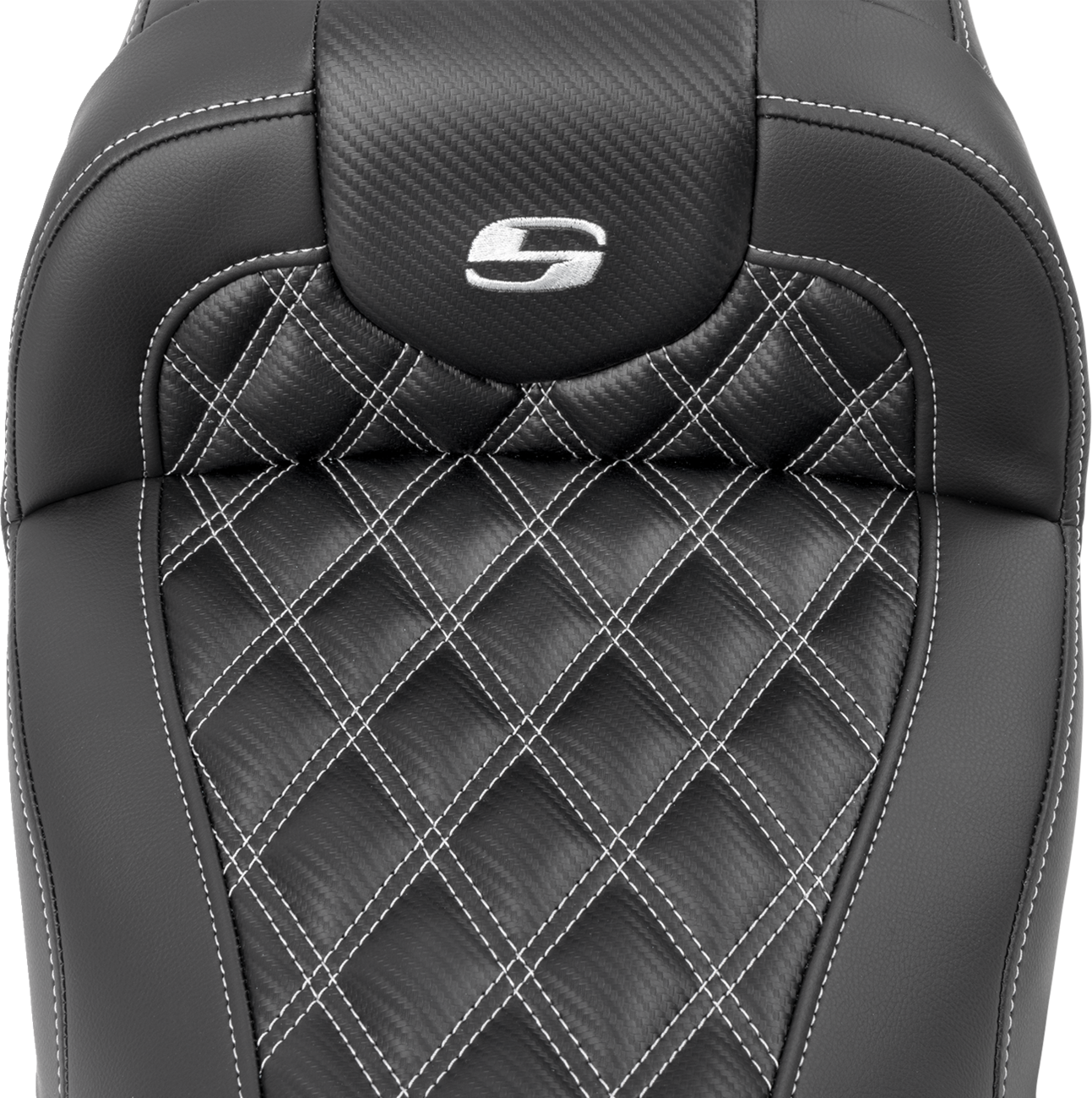 RoadSofa™ Carbon Fiber Seat - W/O Backrest - Lattice Stitch - Silver Stitch - FL/FX '23-'24