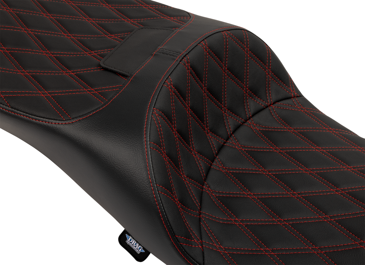Extended Reach Freedom Seat - Vinyl - Double Diamond - Red Stitch - FLT/FLH '09-'25