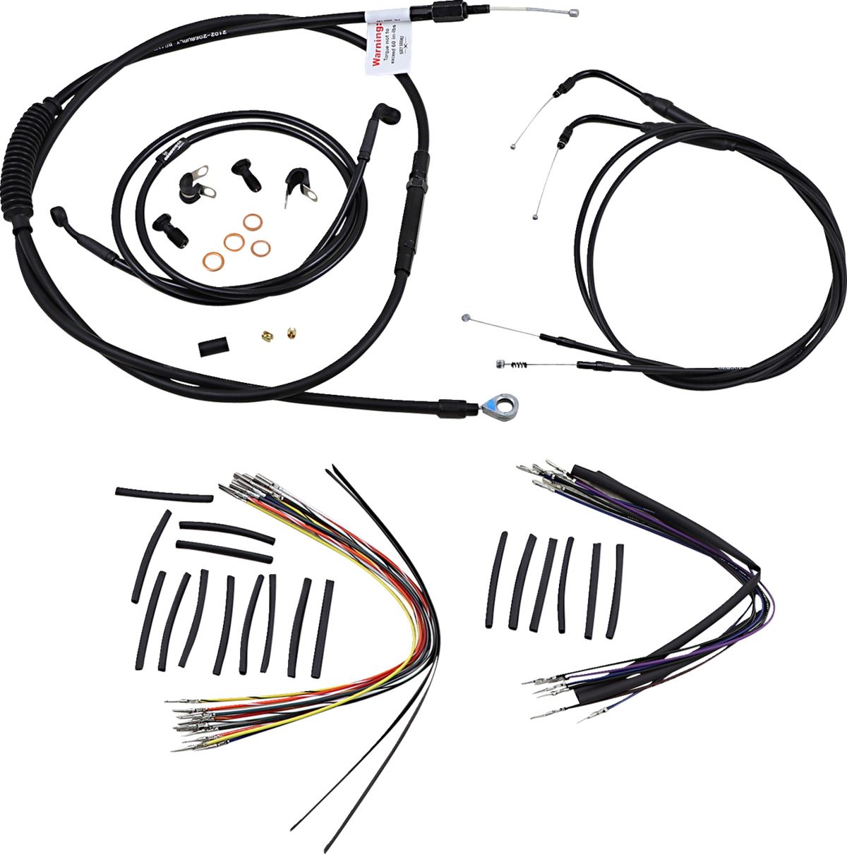 Complete Black Vinyl Handlebar Cable/Line Kit For Ape Hangers - 14" - '00-'06 FXST