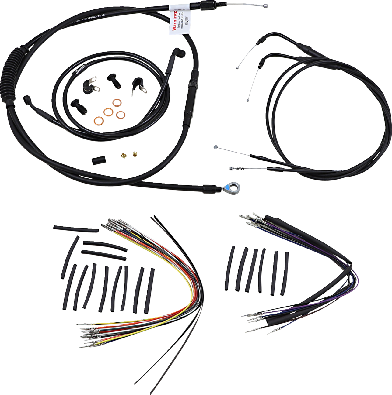 Complete Black Vinyl Handlebar Cable/Line Kit For Ape Hangers - 14" - '00-'06 FXST