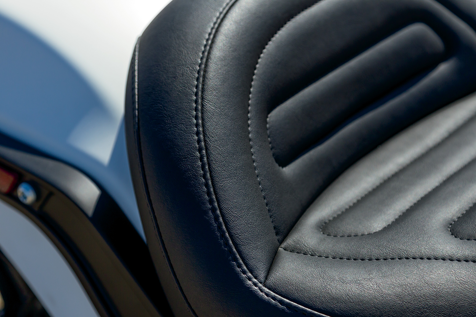 Max Profile Solo Touring Seat - Without Driver Backrest - Black - Trapezoid Stitch - FXFB/FXFBS