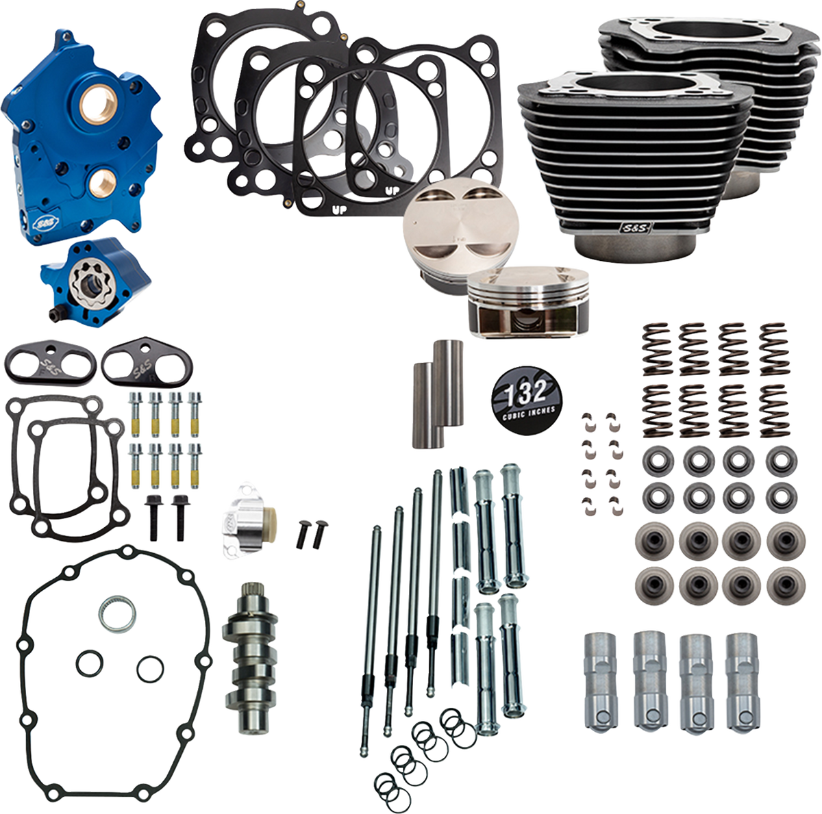 Power Pack - Water Cooled - 550C - Black Granite W/Highlight - Chrome Pushrod Tubes - 114"/117" M8