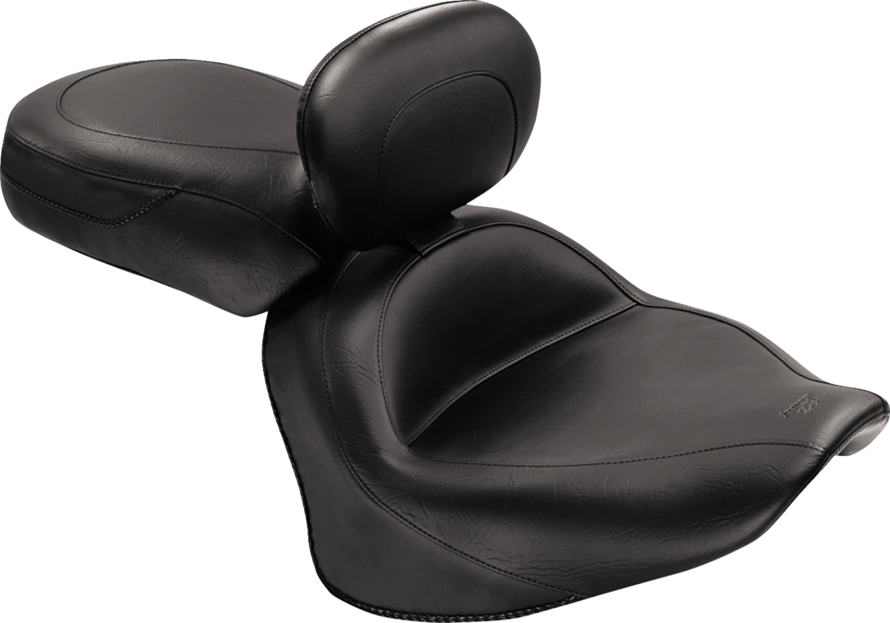 Seat - Vintage - Wide - Touring - With Driver Backrest - Two-Piece - Smooth - Black - VStar 1300