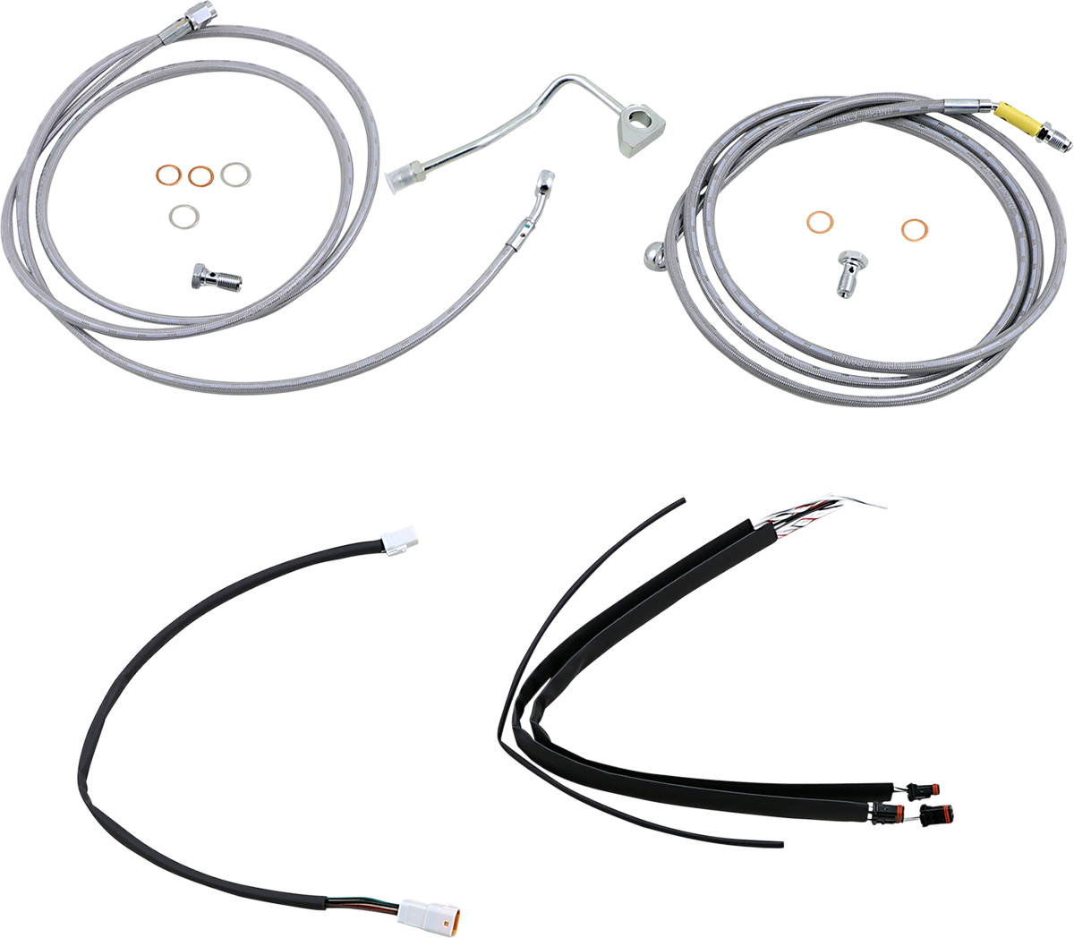 Complete Stainless Braided Handlebar Cable/Brake Line Kit - 15" Ape Hangers - '17-'20 Touring/Trike