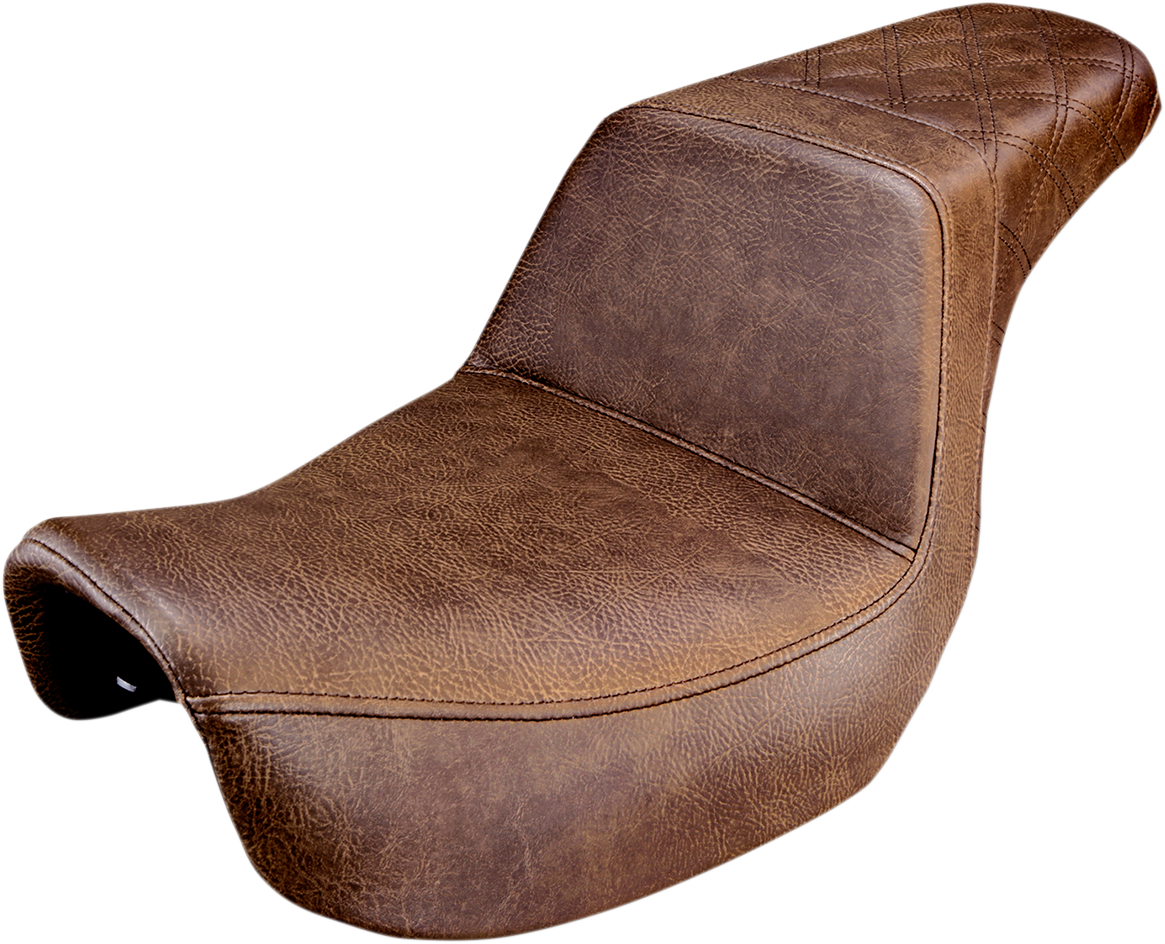 Step-Up Seat - Rear Lattice Stitched - Brown - Dyna
