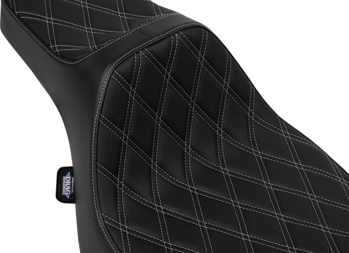 Extended Reach Predator III Seat - Vinyl - Silver Double Diamond Stitch - FLT/FLH '23-'25
