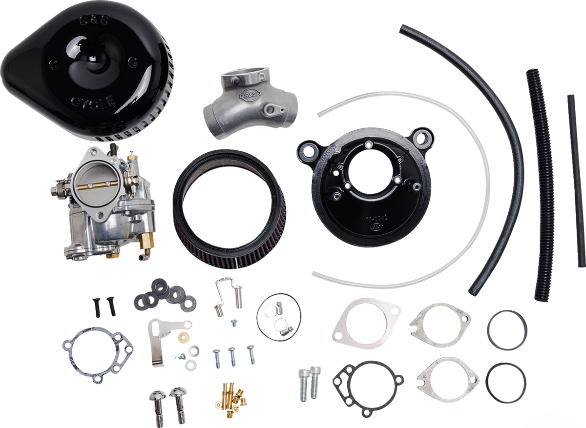 Super G Carburetor With Stealth Air Cleaner Kit - Gloss Black - Evolution Big Twin