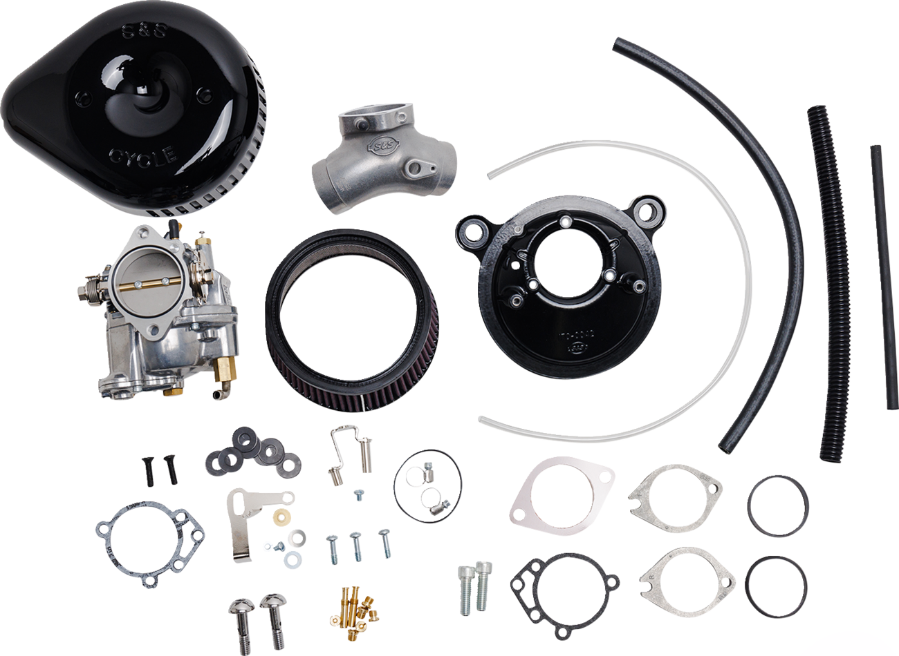Super G Carburetor With Stealth Air Cleaner Kit - Gloss Black - Evolution Big Twin