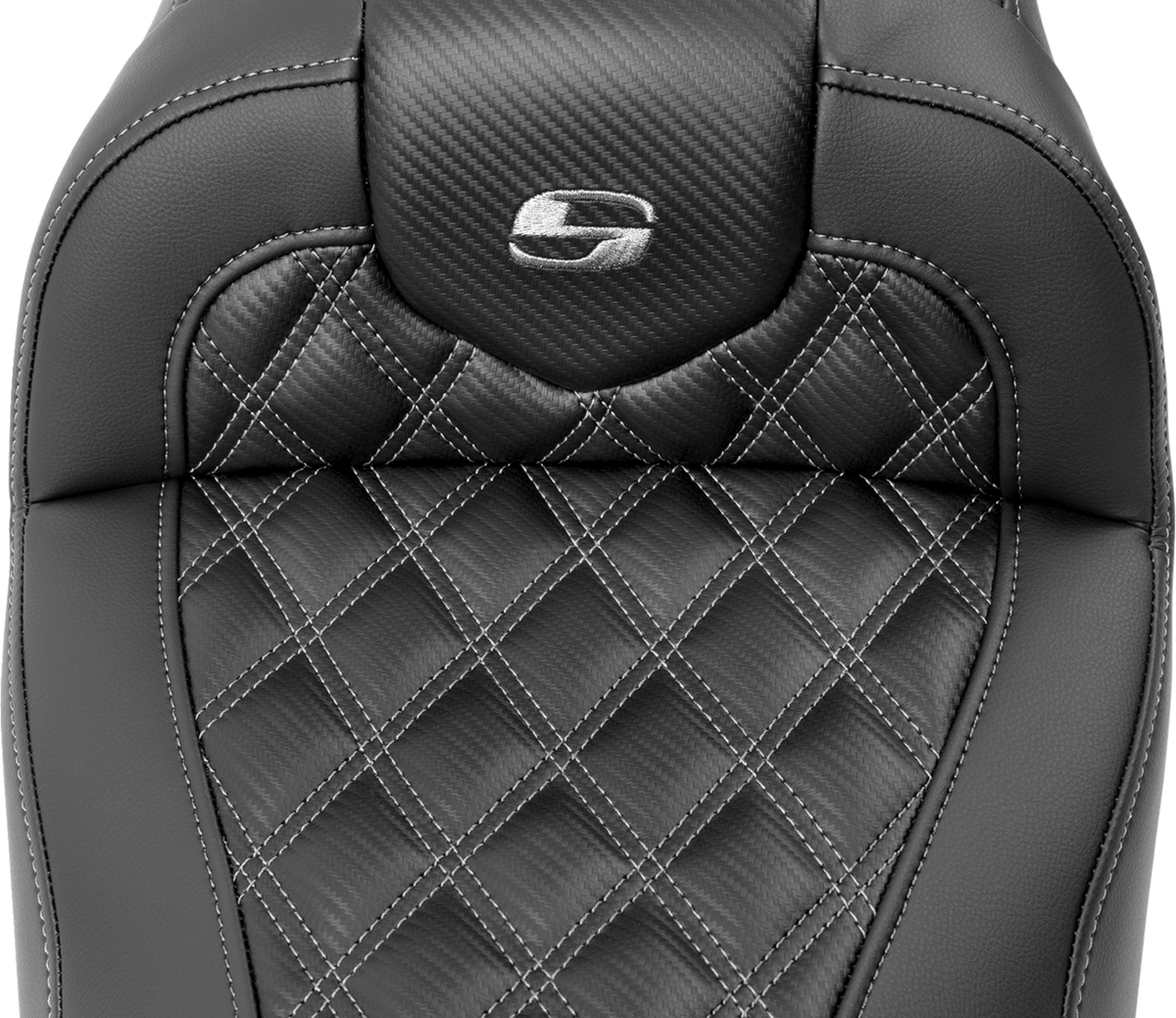 RoadSofa™ Seat - With Backrest - Carbon Fiber - Lattice Stitch - Gray Stitch - FLTR/FLHX '23-'24