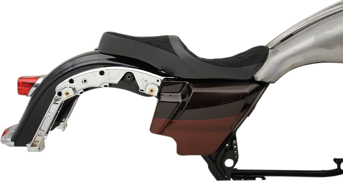Low Touring Seat - Vinyl - Faux Suede Double Diamond - Yaffe Tanks - FL '08-'23