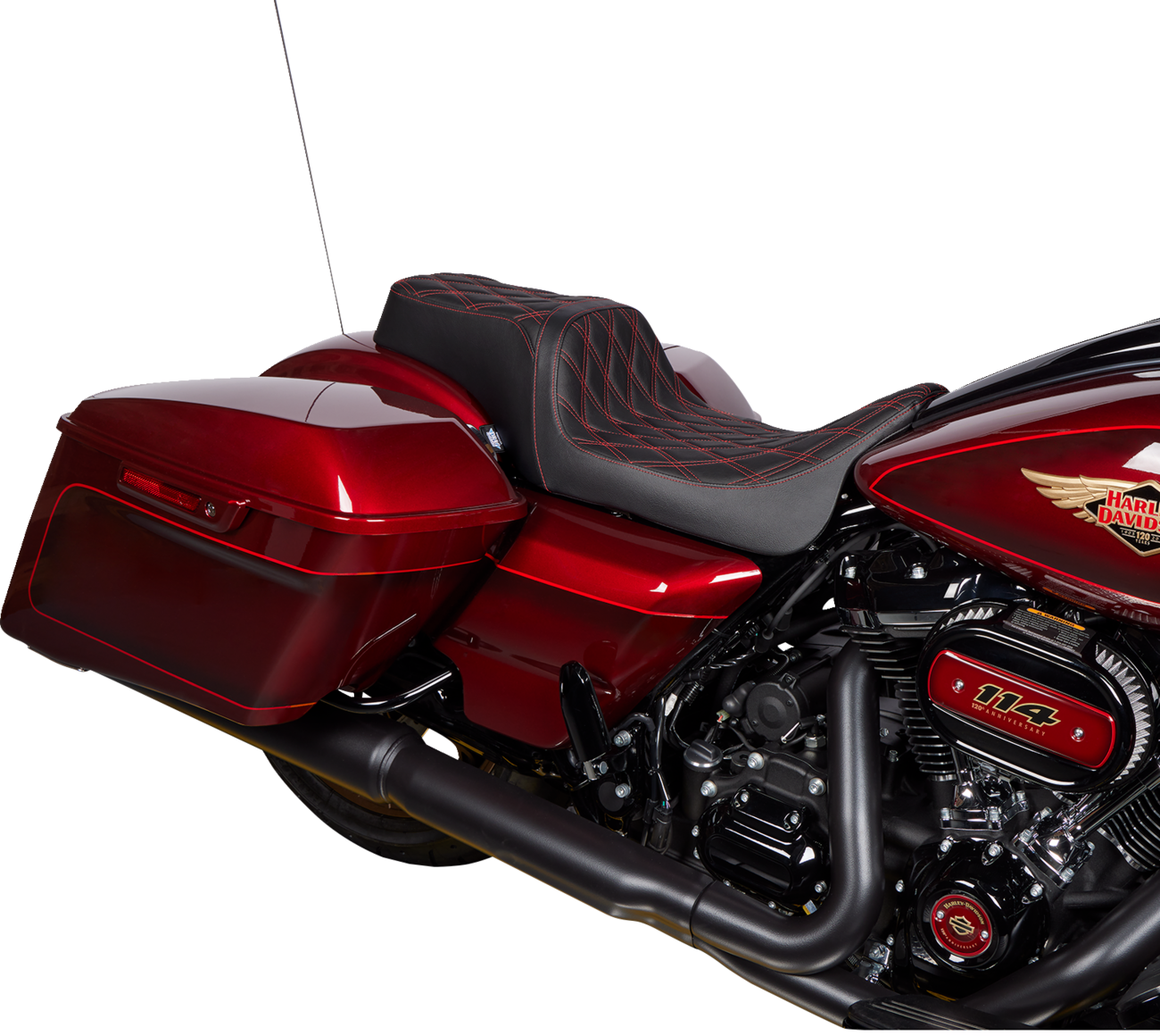 Predator 1Up Seat - Vinyl - Double Diamond Red Stitch - FLH '08-'23