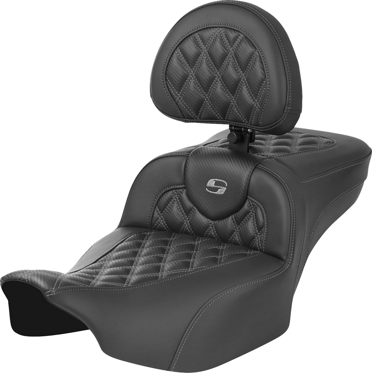 Roadsofa™ Extended Reach Seat - Without Backrest - Lattice Stitch - Gray Stitch - FLTR/FLHX '23-'24