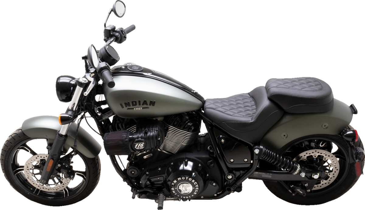 Solo Touring Seat - Passenger - Black - Diamond Stich - Chief '22-'23