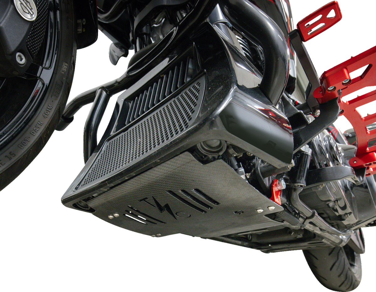 Skid Plate - Carbon Fiber/Gloss - With Red Brackets - FLHX/FLTRX