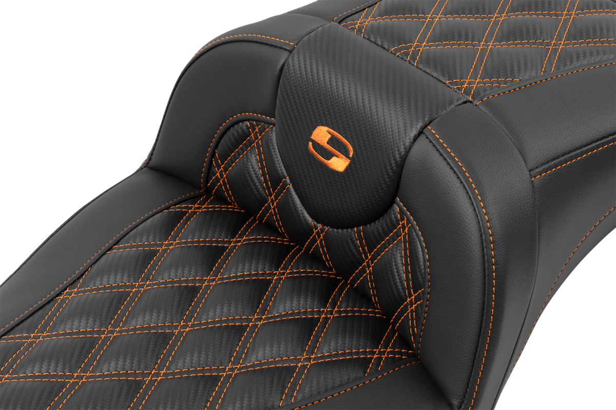 Roadsofa™ Extended Reach Seat - Without Backrest - Lattice Stitch - Orange Stitch - FL/FX '23-'24