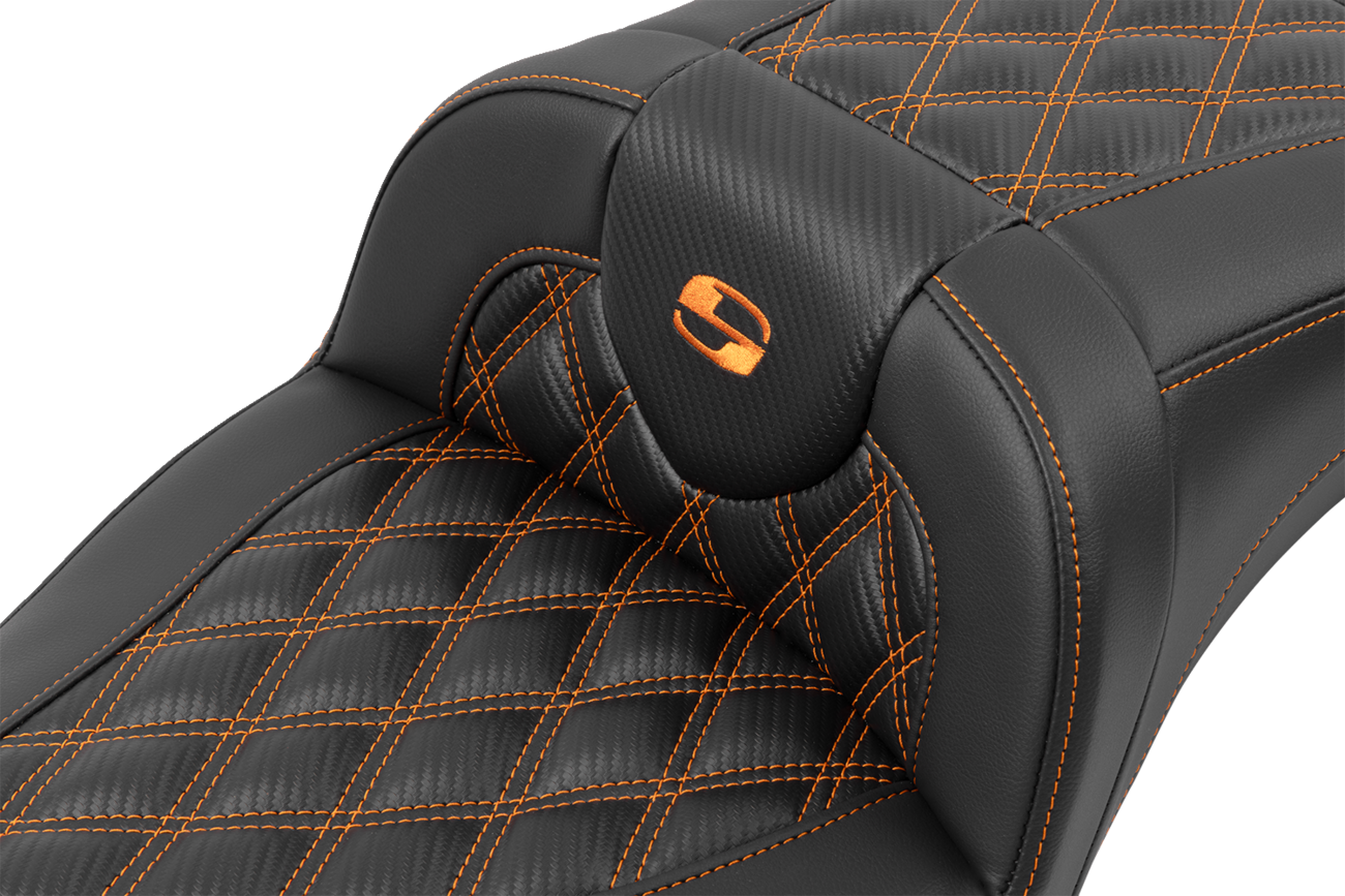 Roadsofa™ Extended Reach Seat - Without Backrest - Lattice Stitch - Orange Stitch - FL/FX '23-'24